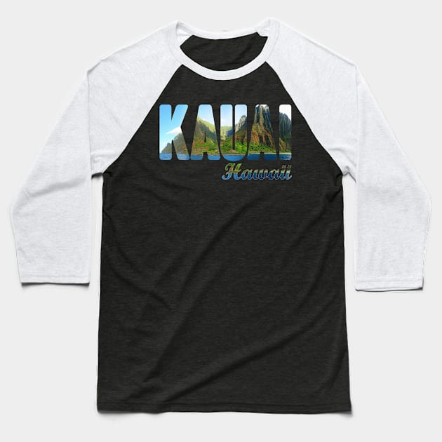 Kauai Hawaii Beach  Summer Funny Design Baseball T-Shirt by FromHamburg